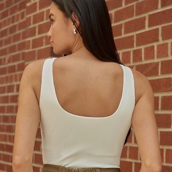 The Drop Women's Ivory Slit Front Ribbed Bodysuit by @Coveteur. Size Large. NWT! - Picture 2 of 9